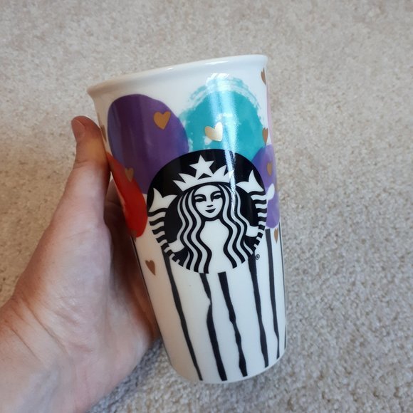 Starbucks Other - STARBUCKS / 2016 Valentines Day Watercolor Balloons Hearts 12 oz Ceramic Tumbler